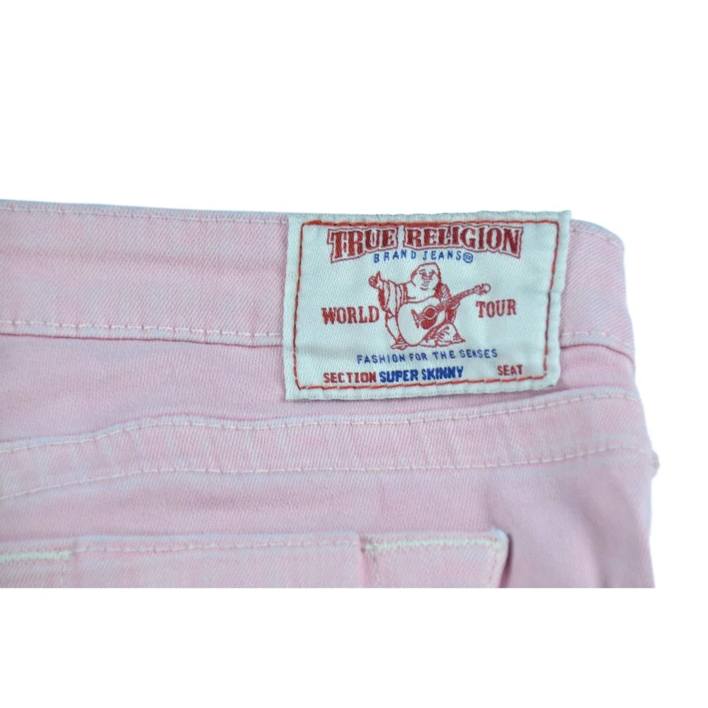 True Religion Jeans Women's 30x30 Super Skinny Pink Stretch Distressed Denim - Picture 9 of 9